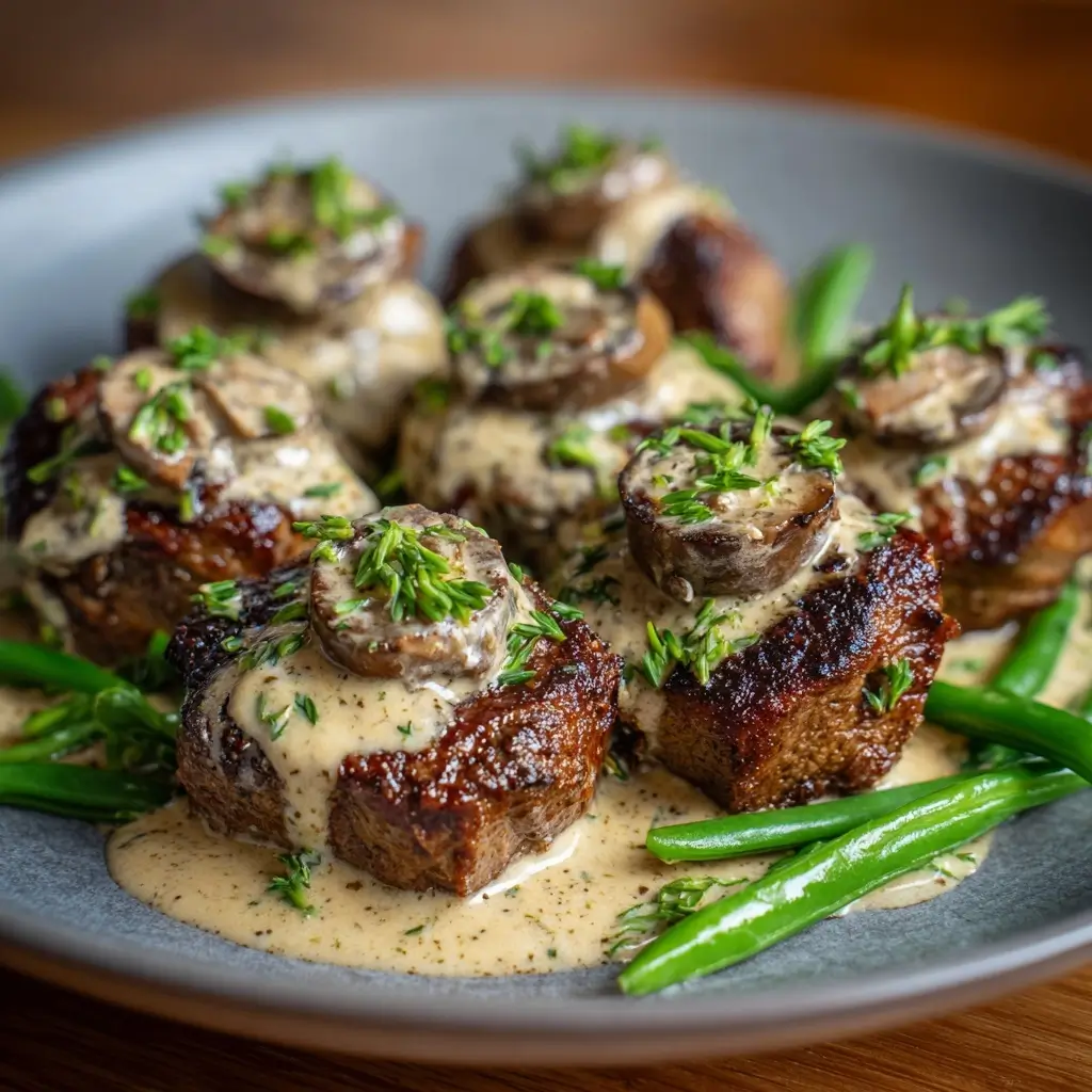 Creamy Mushroom Steak Bites