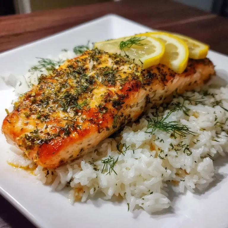 Lemon Dill Salmon with Rice