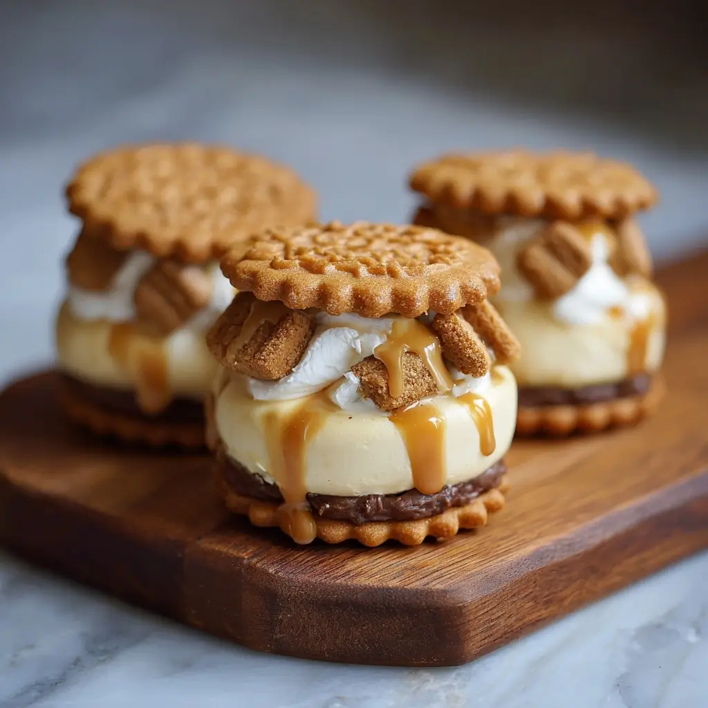 Lotus Biscoff Cookie Cheesecake Sandwiches