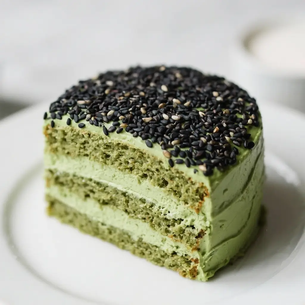 Matcha Black Sesame Layer Cake