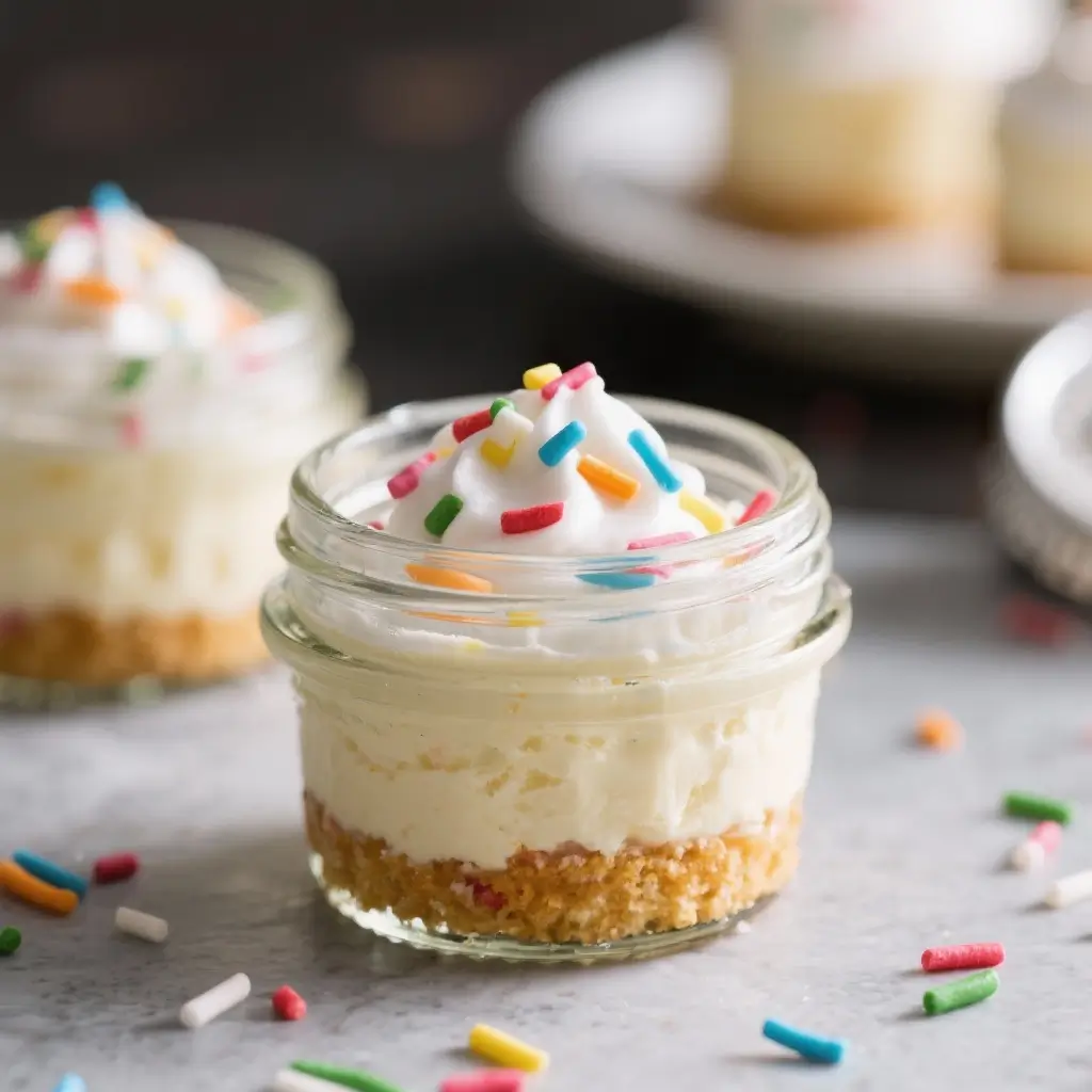 Mini Funfetti Cheesecakes in Jar