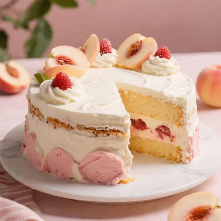 Peach Melba Ice Cream Cake (no alcohol)