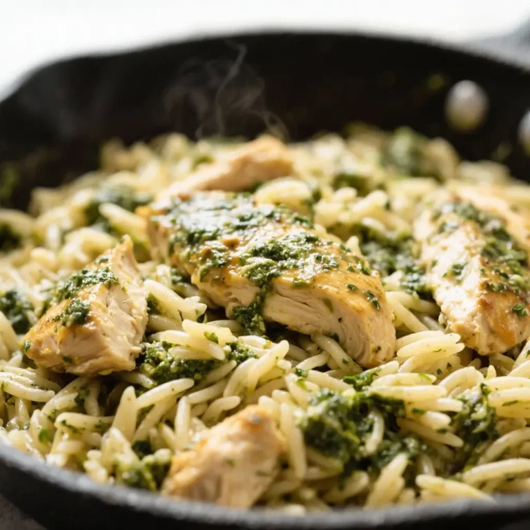 Pesto Chicken Orzo Skillet