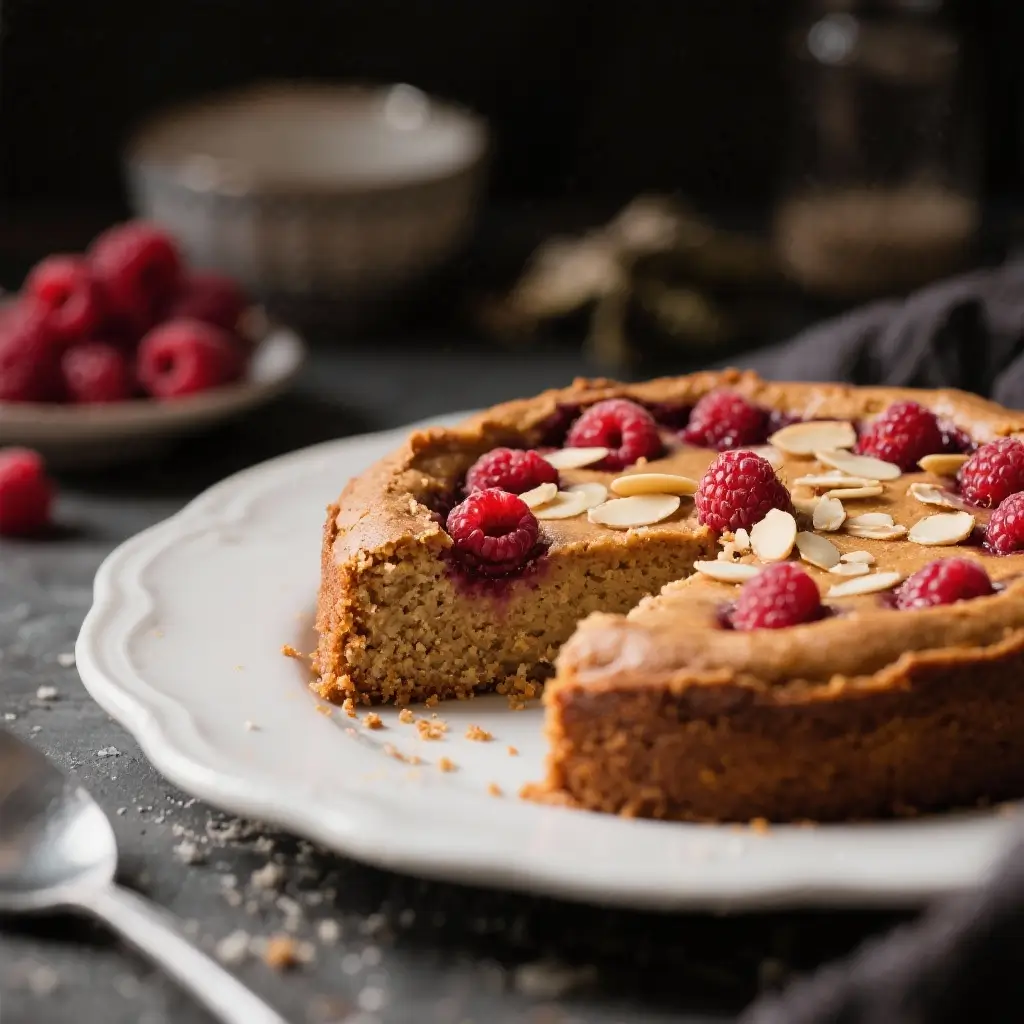 Raspberry Almond Flourless Cake