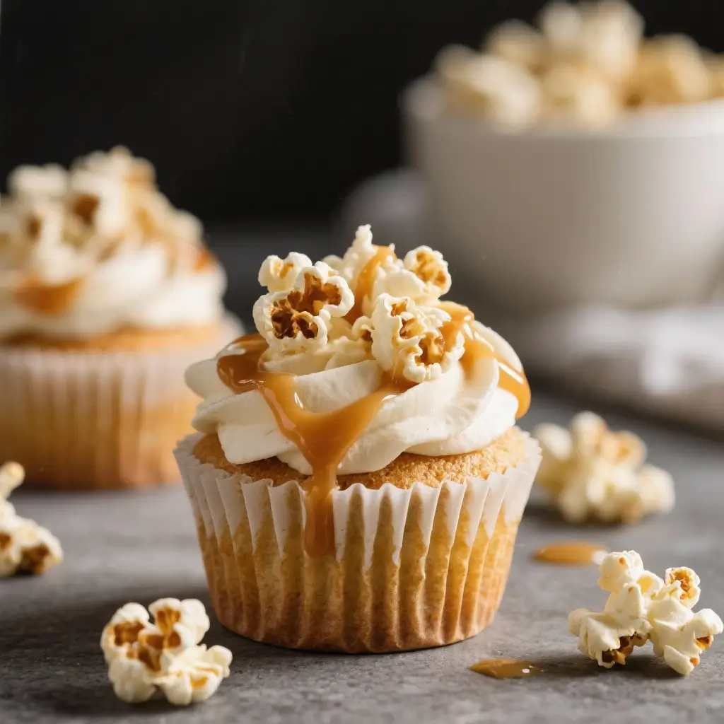 Salted Caramel Popcorn Cupcakes