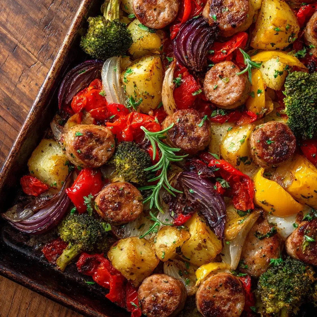 Sheet-Pan Chicken Sausage Veggie Bake