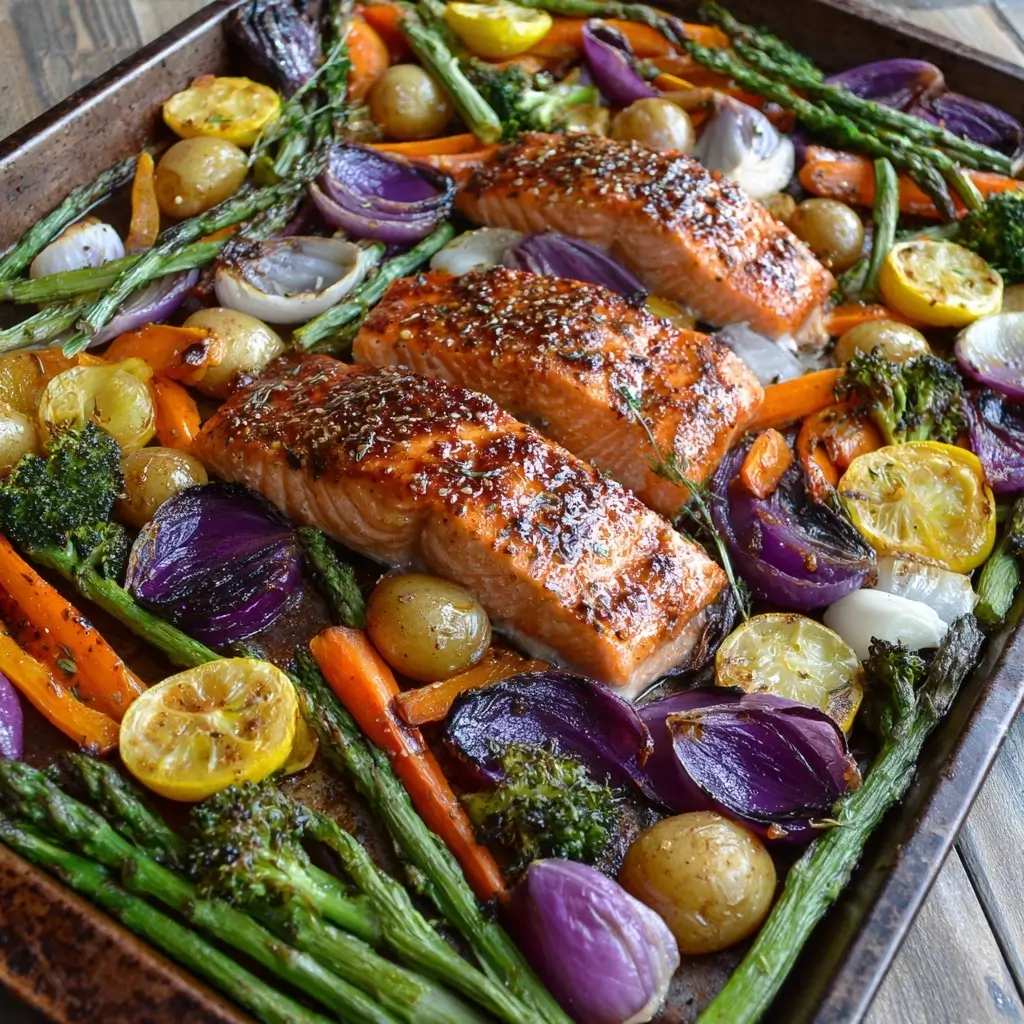 Sheet-Pan Salmon and Roasted Veggies