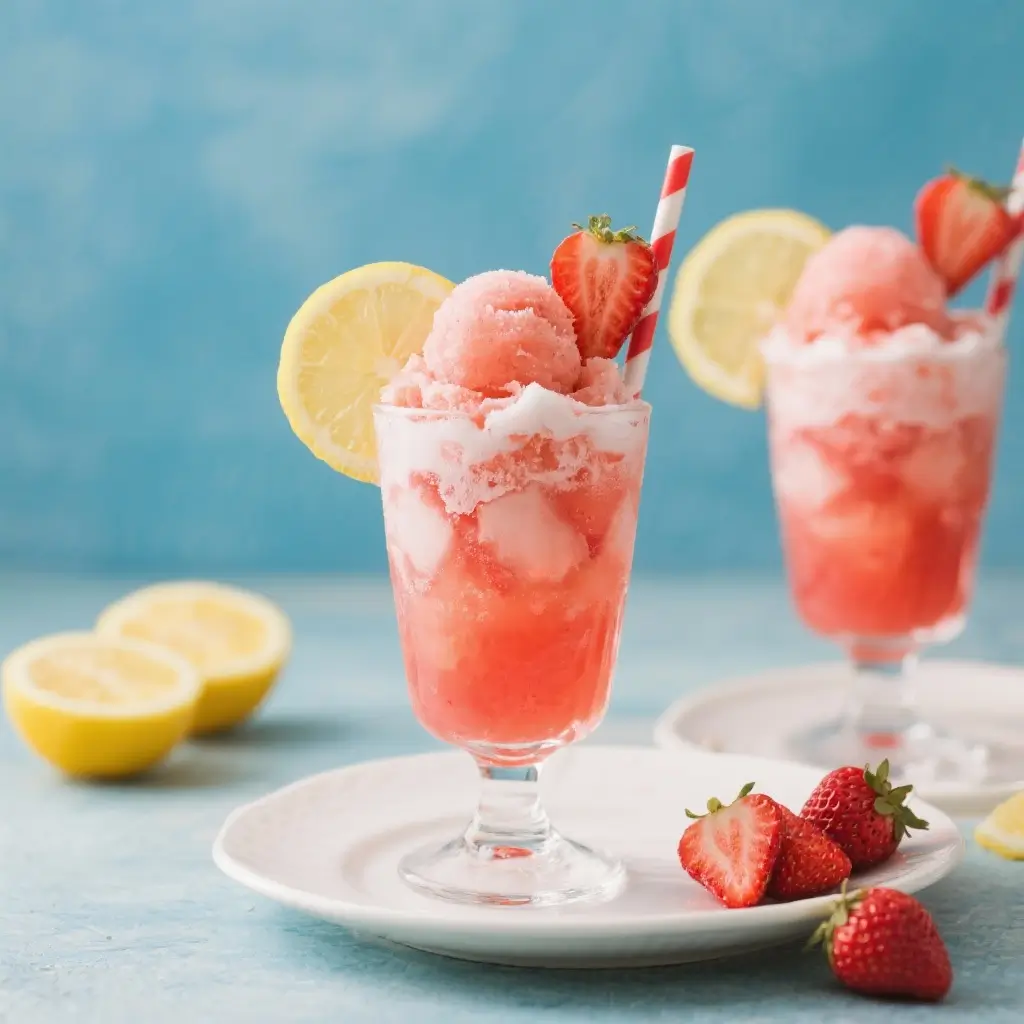 Strawberry Lemonade Sorbet Floats