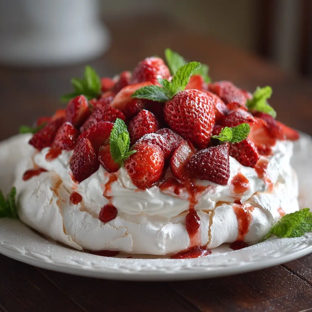 Strawberry Rhubarb Pavlova