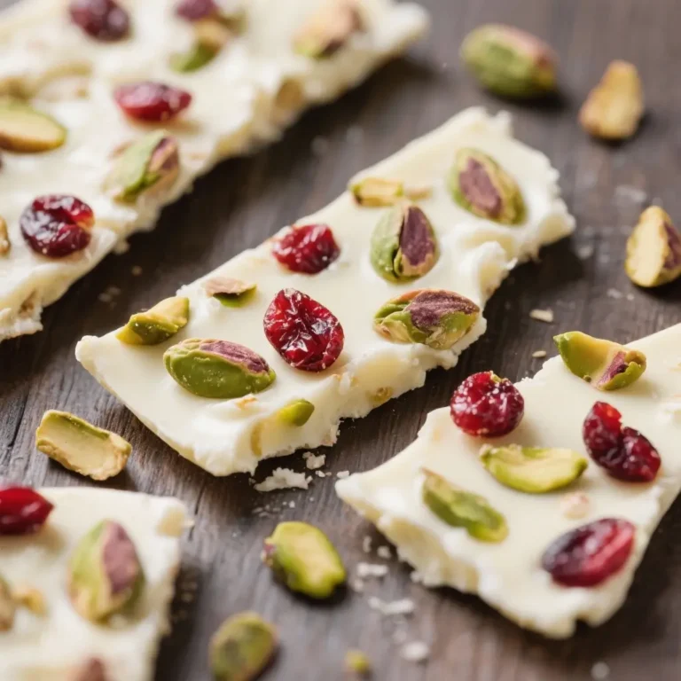 White Chocolate Pistachio Bark with Dried Cranberries