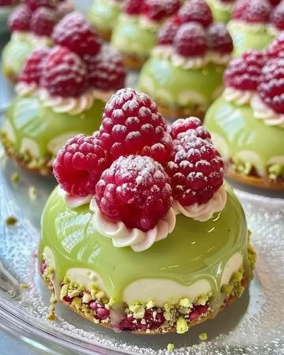 Anne Burrell 🍜 | Pistachio and raspberry cheesecake domes | Facebook