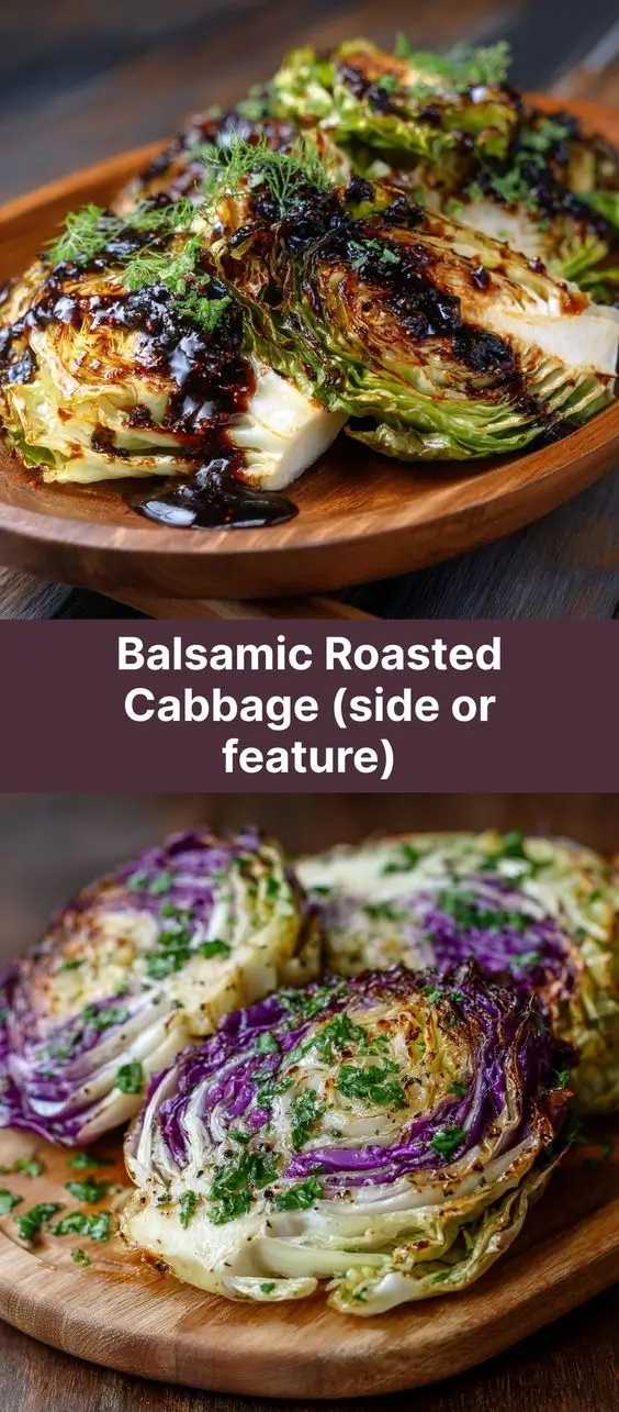 Balsamic Roasted Cabbage (side or feature)