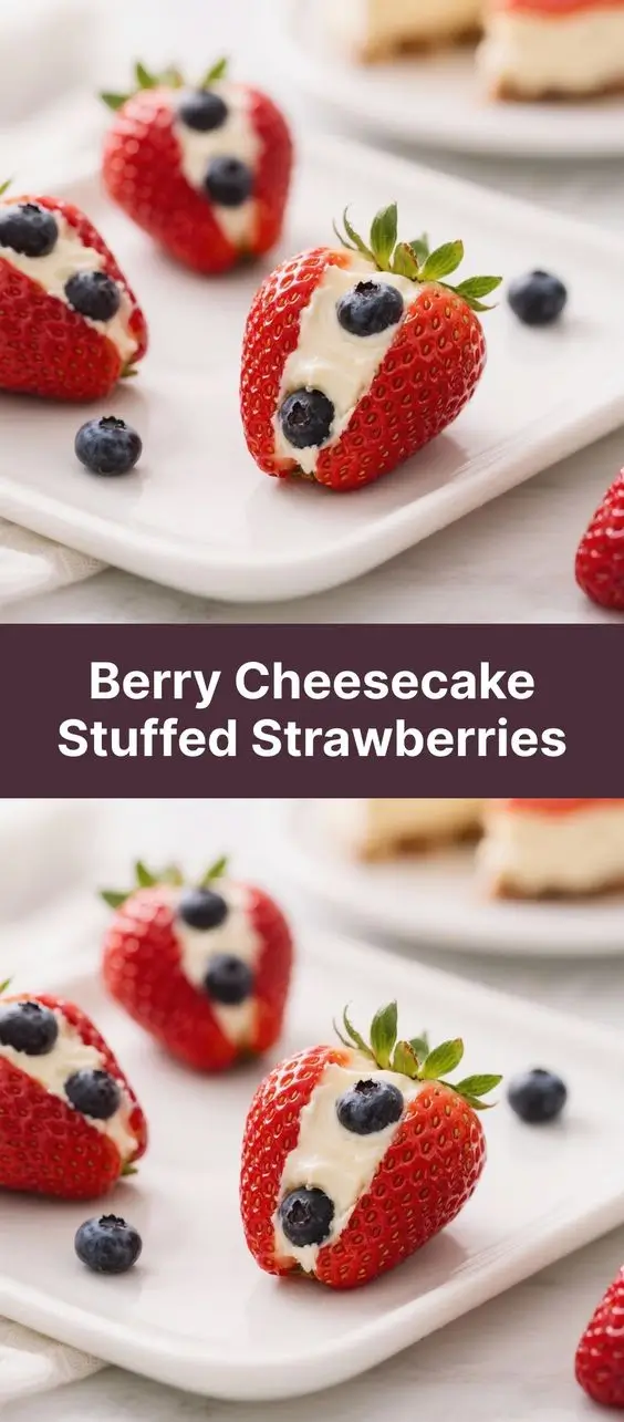 Berry Cheesecake Stuffed Strawberries