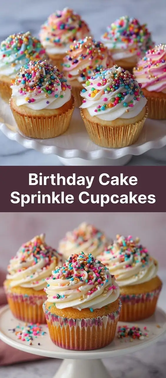 Birthday Cake Sprinkle Cupcakes