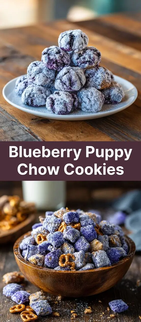 Blueberry Puppy Chow Cookies