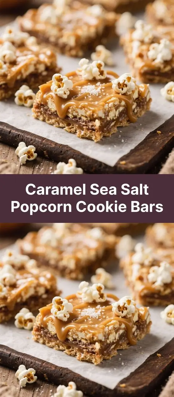 Caramel Sea Salt Popcorn Cookie Bars