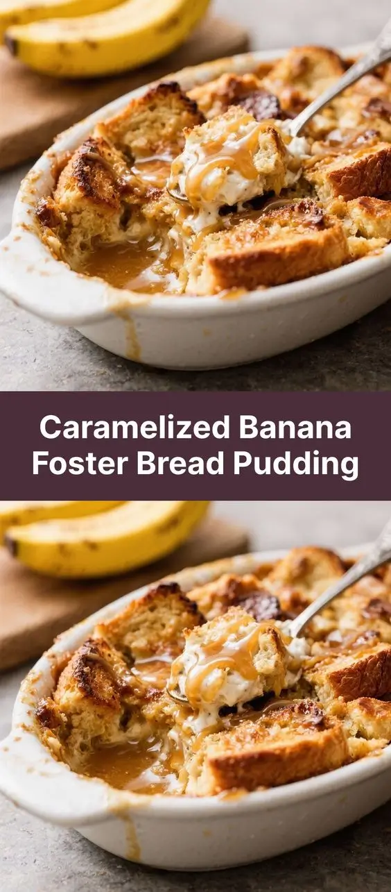 Caramelized Banana Foster Bread Pudding