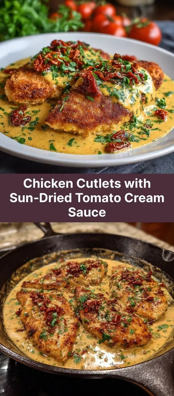 Chicken Cutlets with Sun‑Dried Tomato Cream Sauce