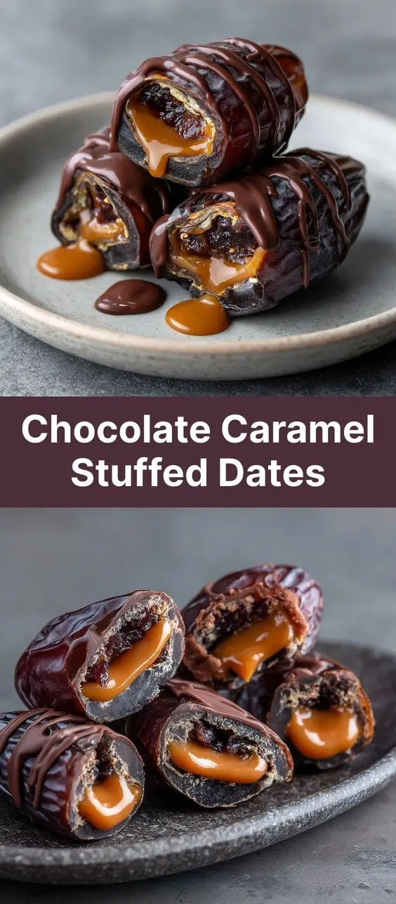 Chocolate Caramel Stuffed Dates