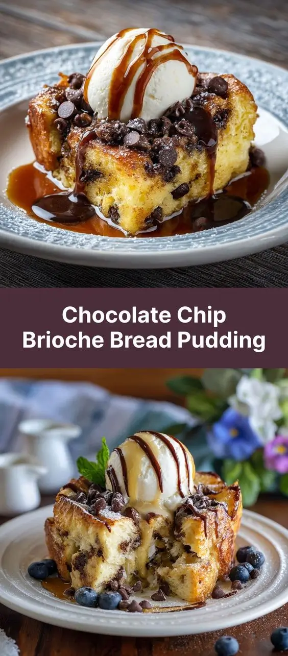 Chocolate Chip Brioche Bread Pudding