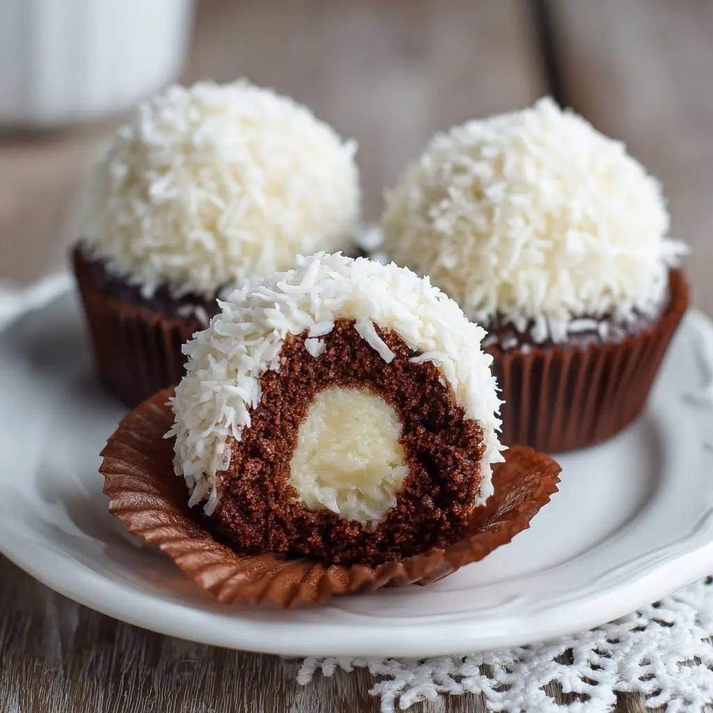 Chocolate Coconut Snowball Cupcakes