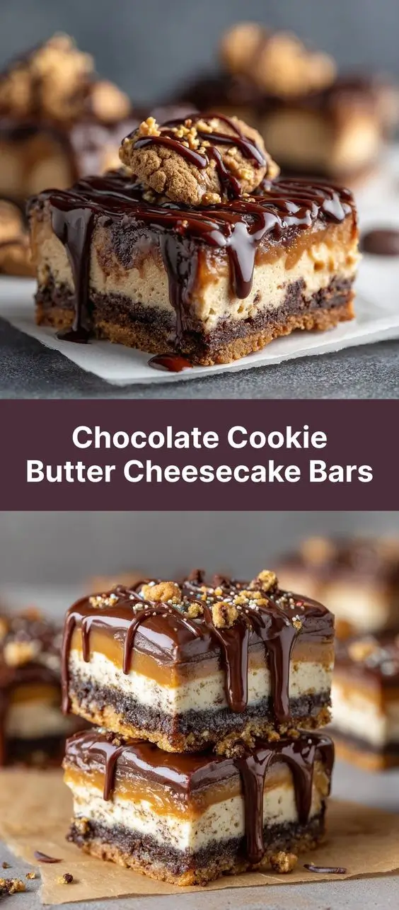 Chocolate Cookie Butter Cheesecake Bars