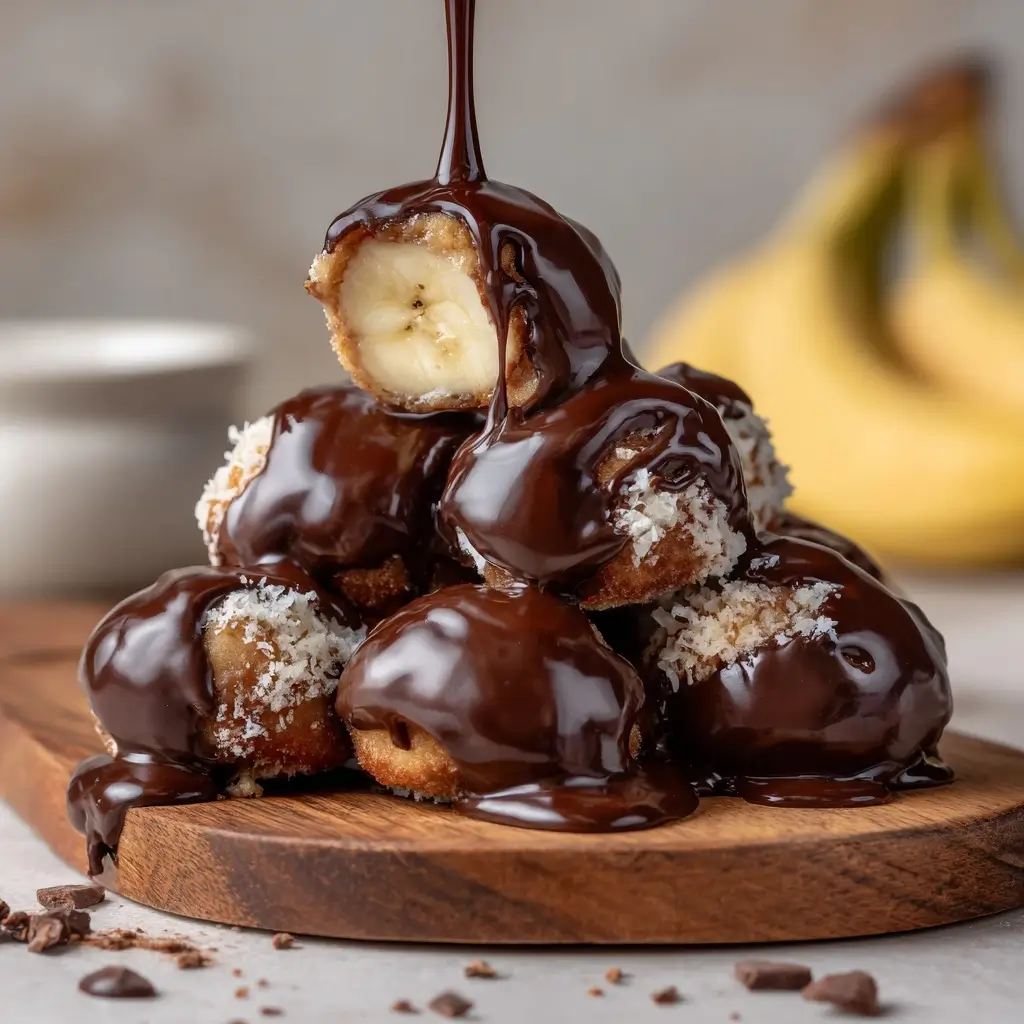 Chocolate Covered Frozen Banana Bites