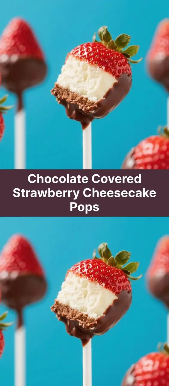 Chocolate Covered Strawberry Cheesecake Pops