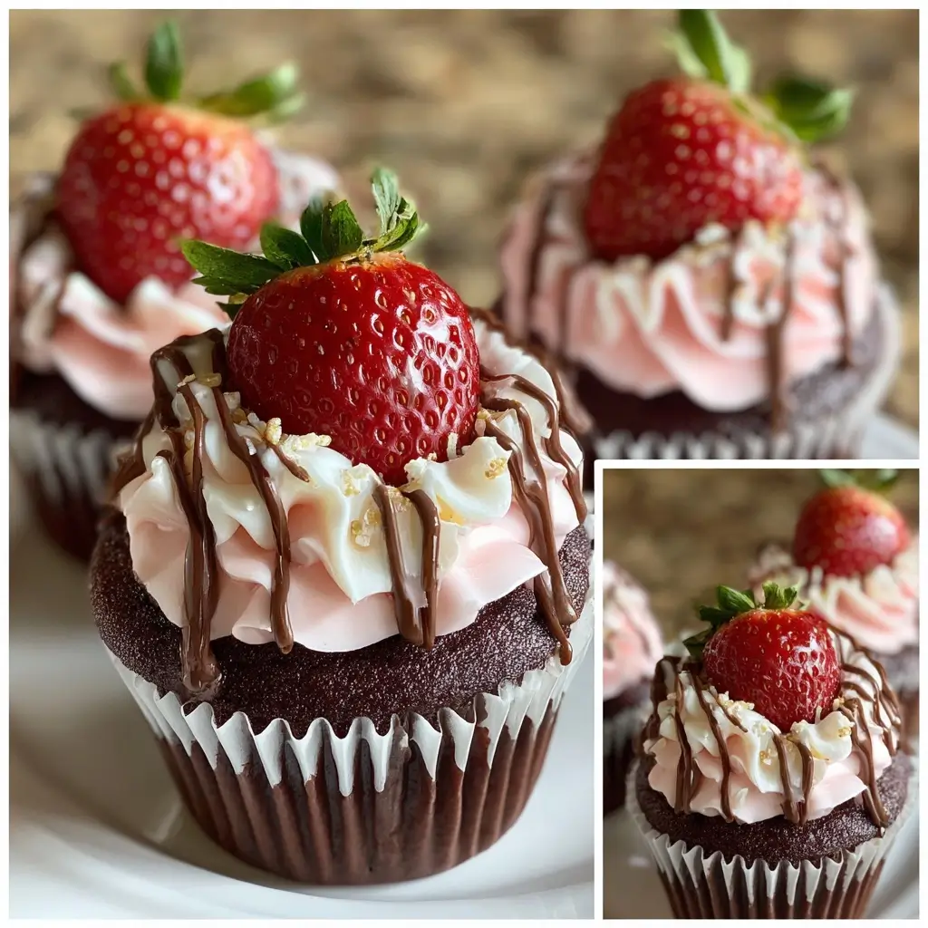 Chocolate Covered Strawberry Cupcakes