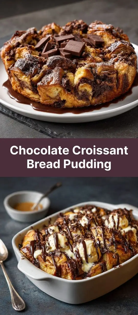 Chocolate Croissant Bread Pudding