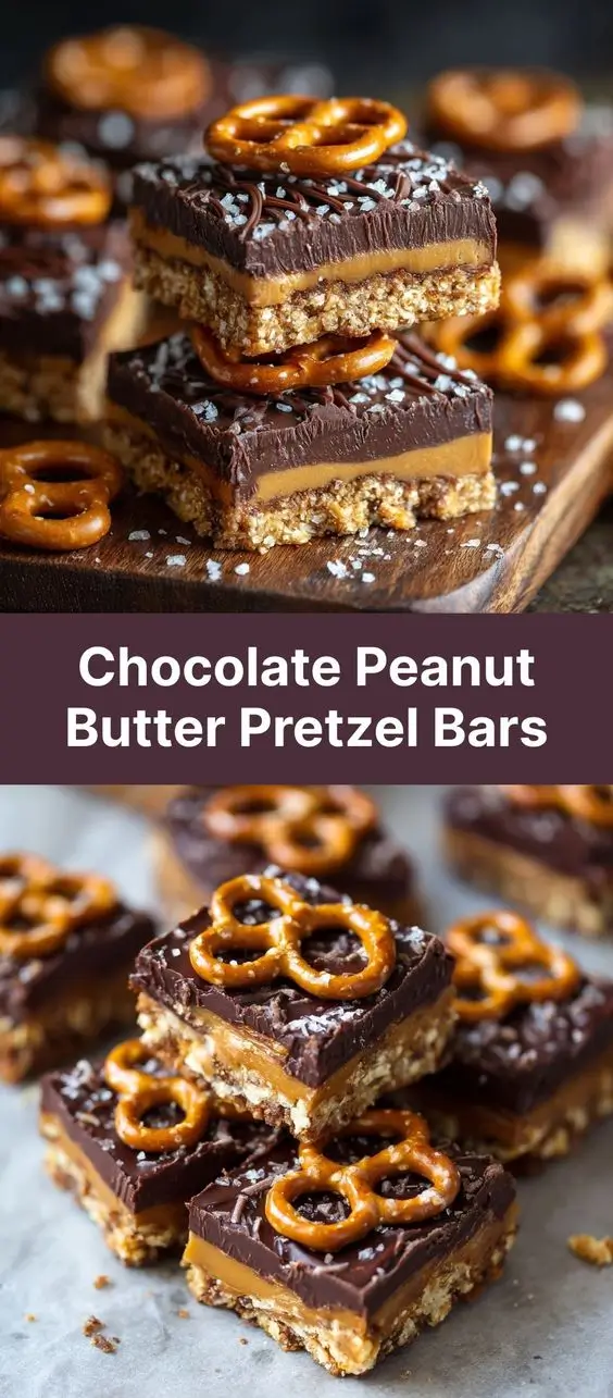 Chocolate Peanut Butter Pretzel Bars