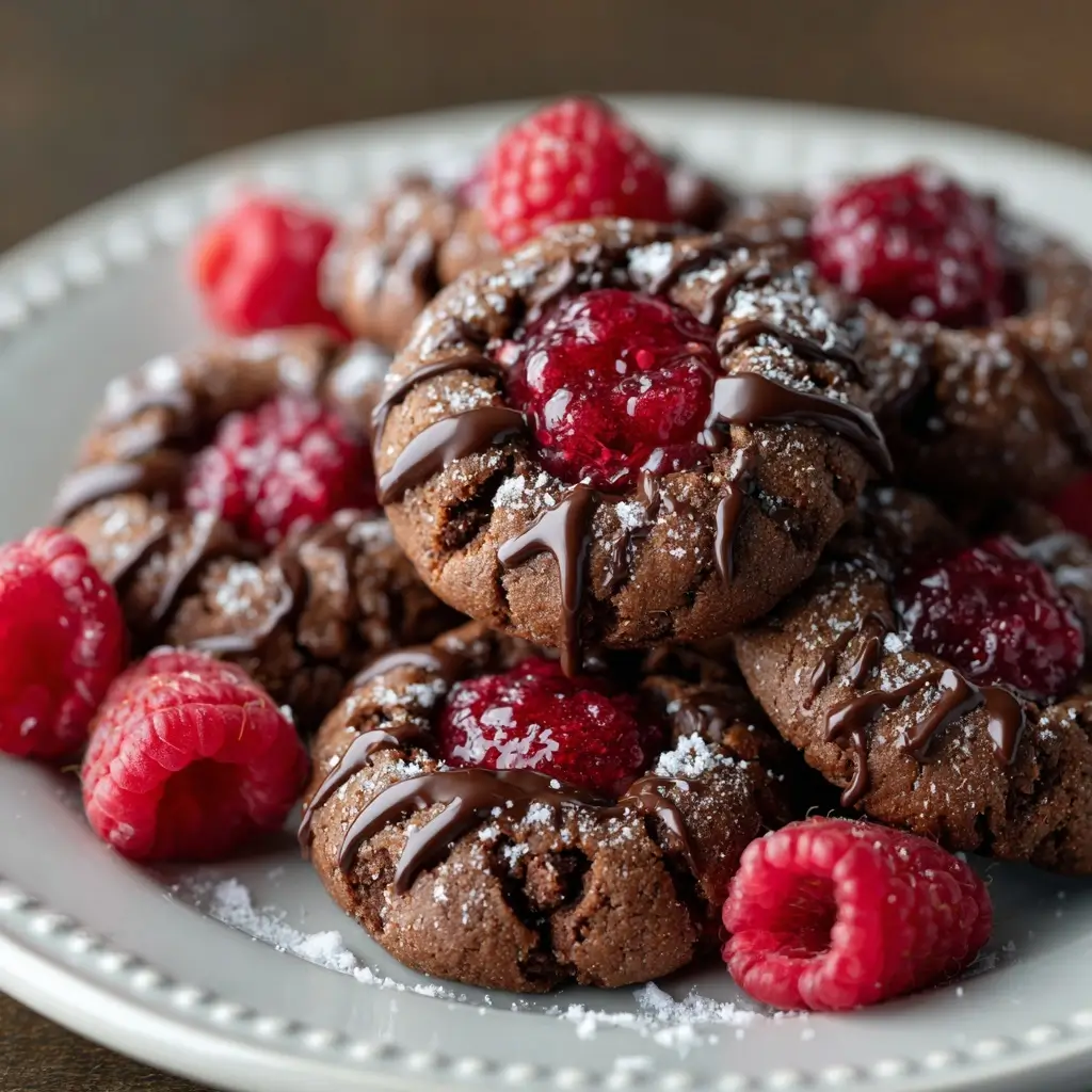 Chocolate Raspberry Thumbprint Cookies