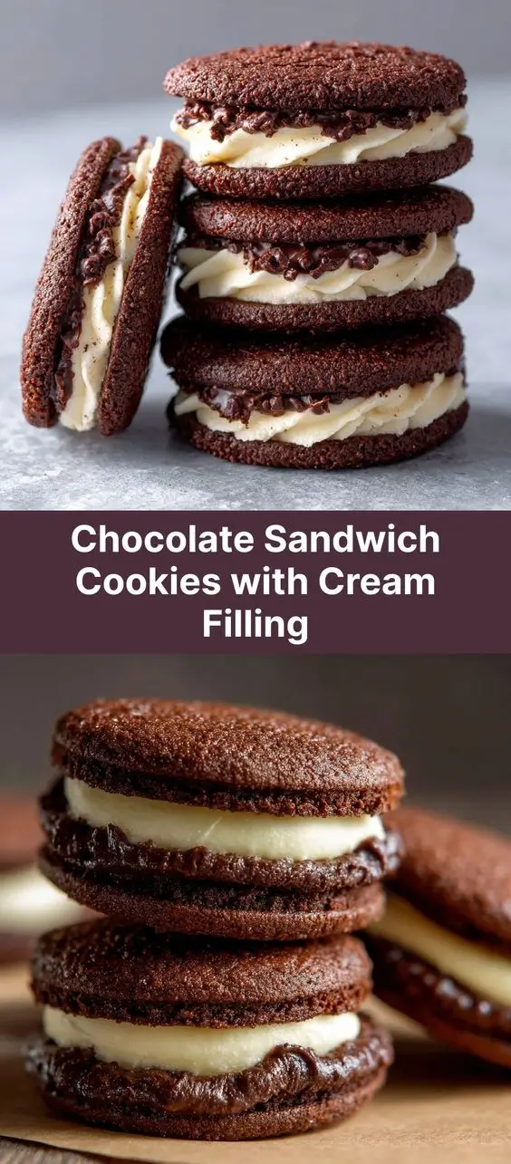 Chocolate Sandwich Cookies with Cream Filling