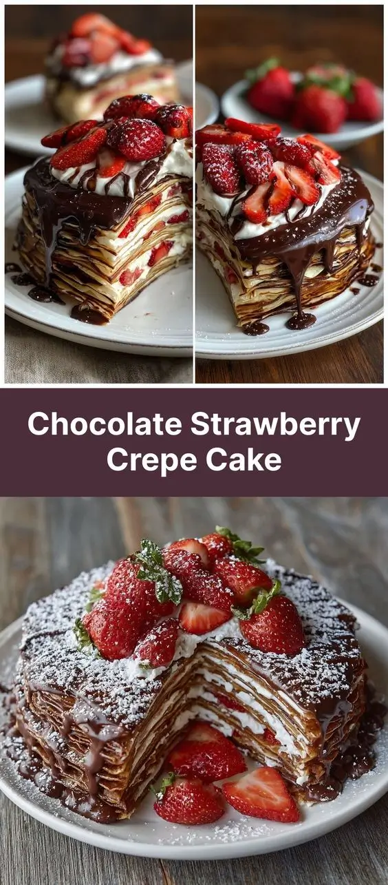 Chocolate Strawberry Crepe Cake
