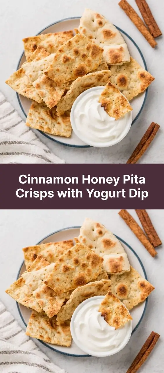 Cinnamon Honey Pita Crisps with Yogurt Dip
