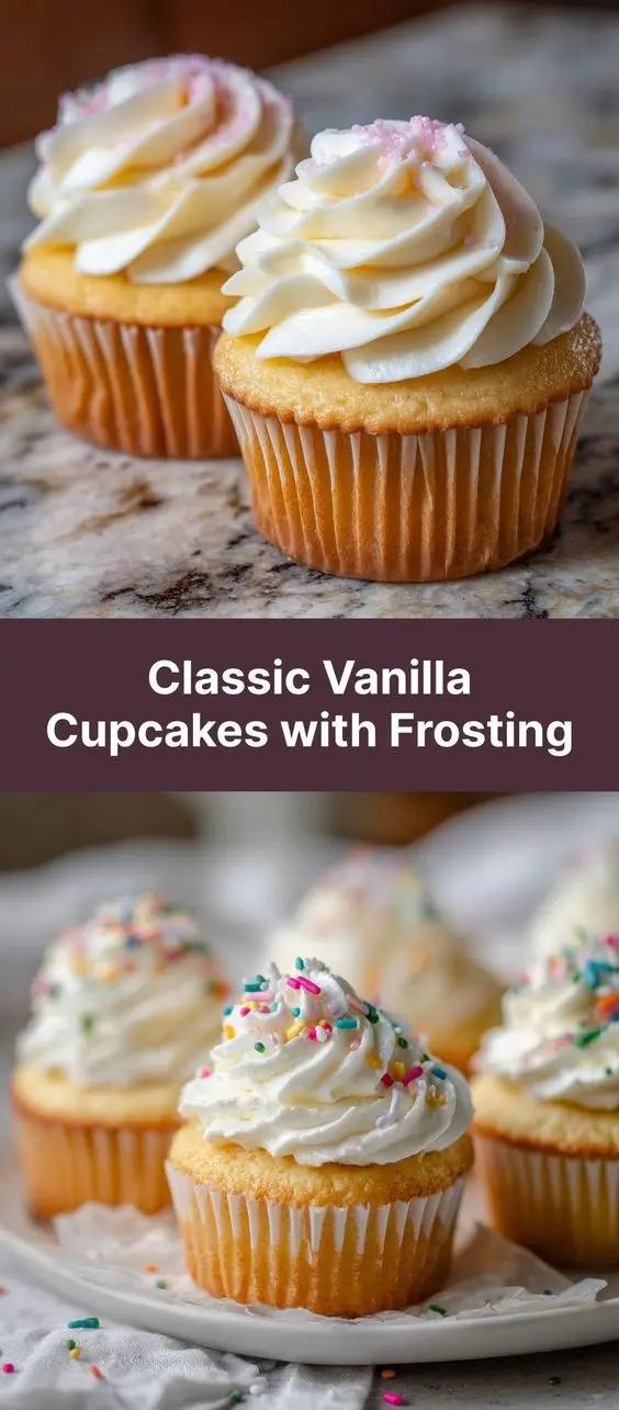 Classic Vanilla Cupcakes with Frosting