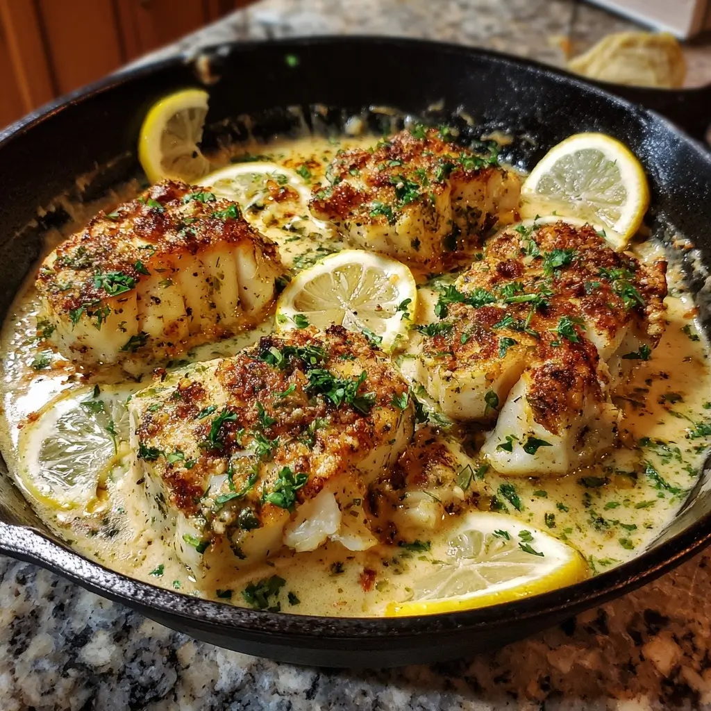 Creamy Garlic Butter Cod Skillet