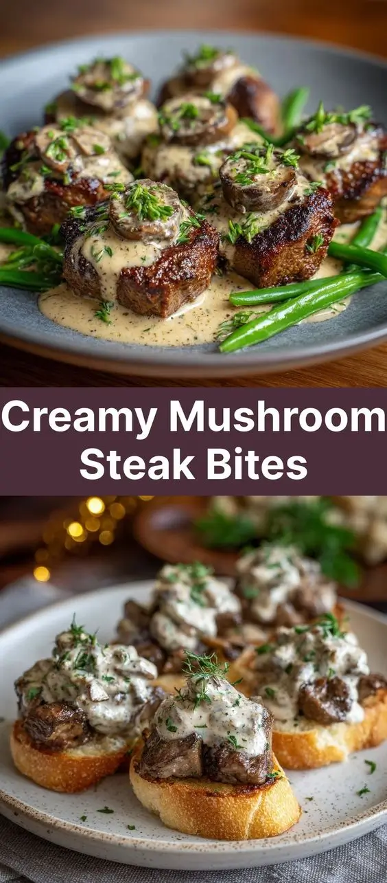 Creamy Mushroom Steak Bites