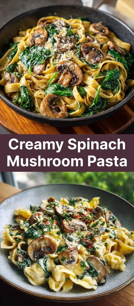 Creamy Spinach Mushroom Pasta
