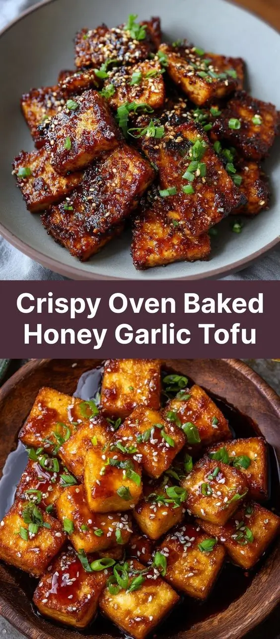 Crispy Oven Baked Honey Garlic Tofu