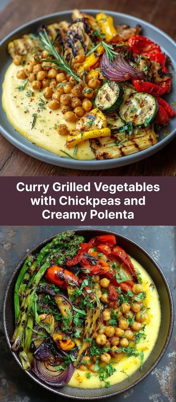 Curry Grilled Vegetables with Chickpeas and Creamy Polenta