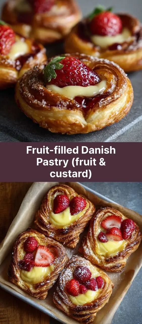 Fruit-filled Danish Pastry (fruit & custard)