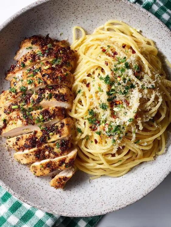 Garlic Butter Chicken Pasta | Printable Recipe Card PDF | Quick Weeknight Dinner