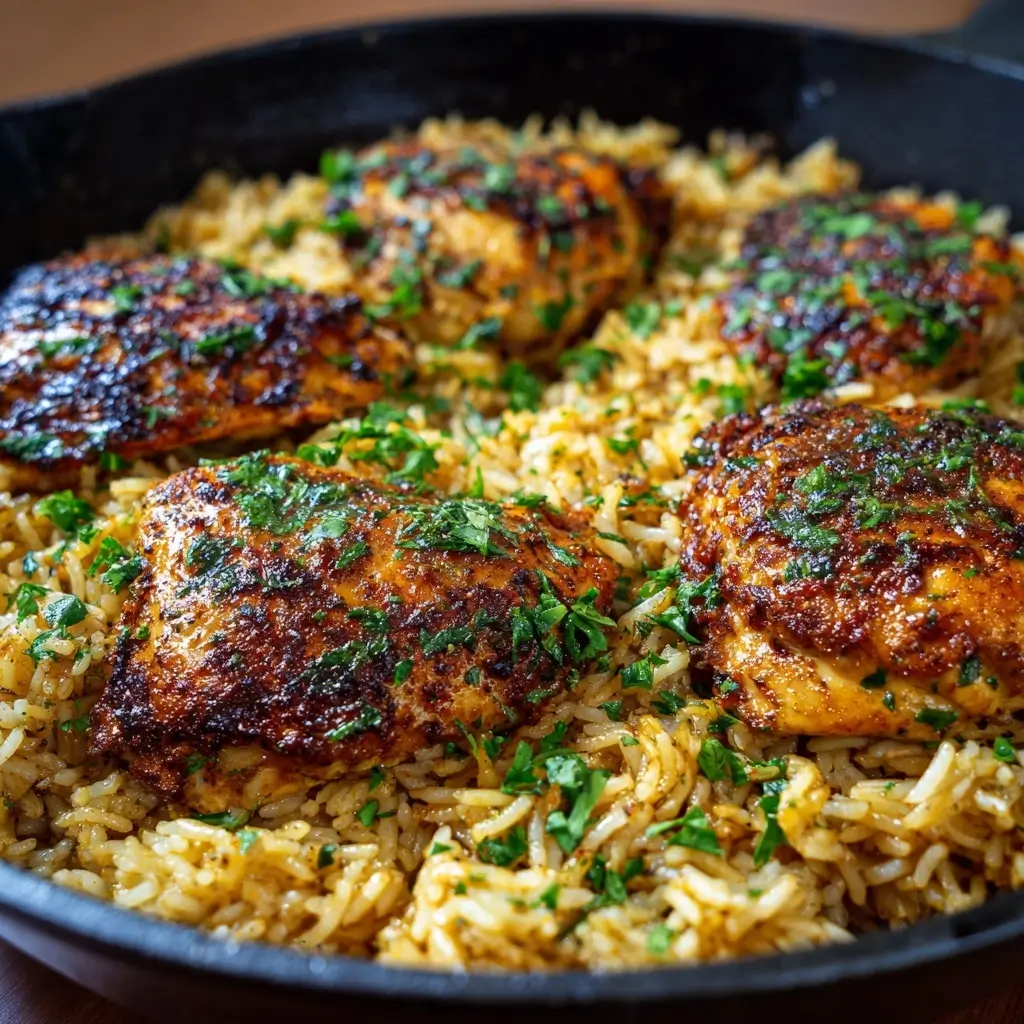 Garlic Butter Chicken and Rice Skillet