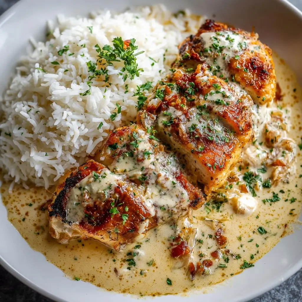 Garlic Butter Chicken with Cream Sauce