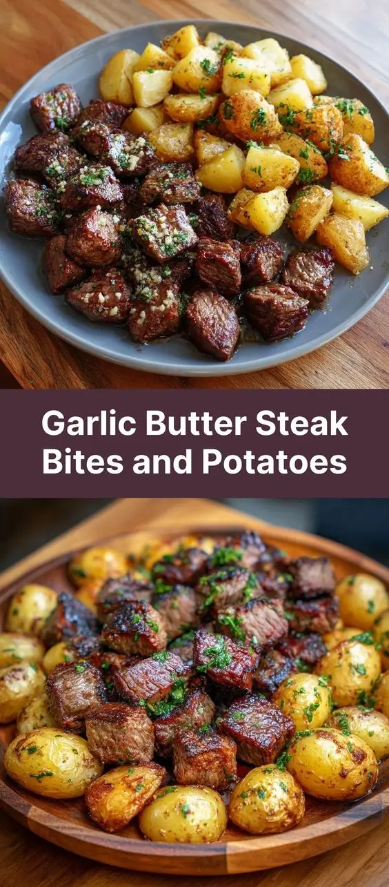 Garlic Butter Steak Bites and Potatoes