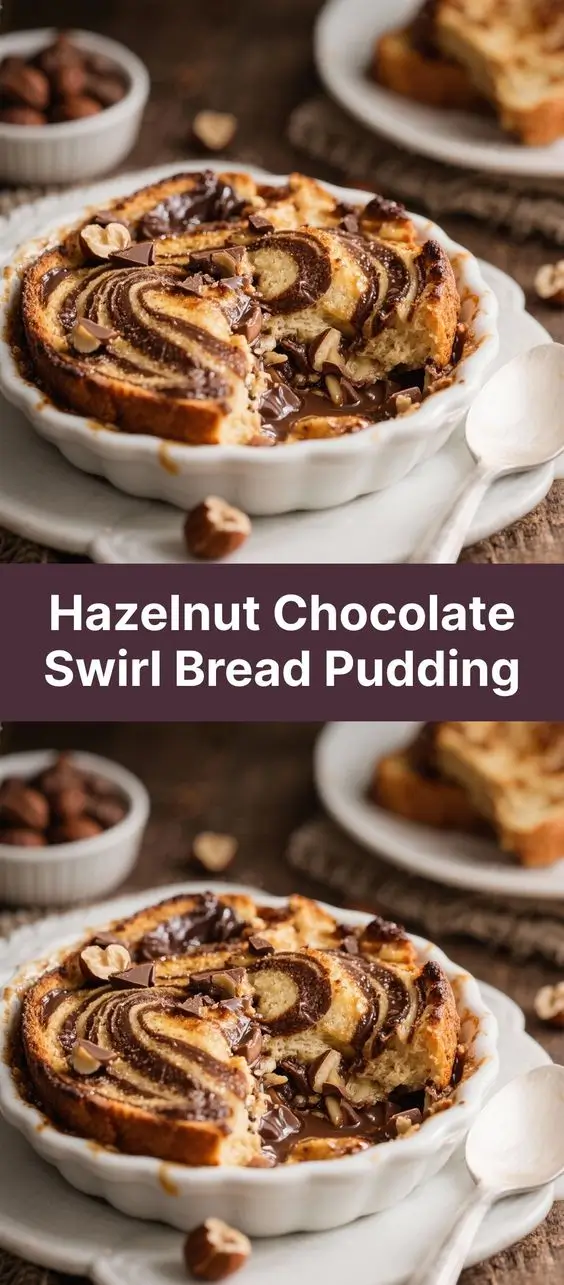 Hazelnut Chocolate Swirl Bread Pudding