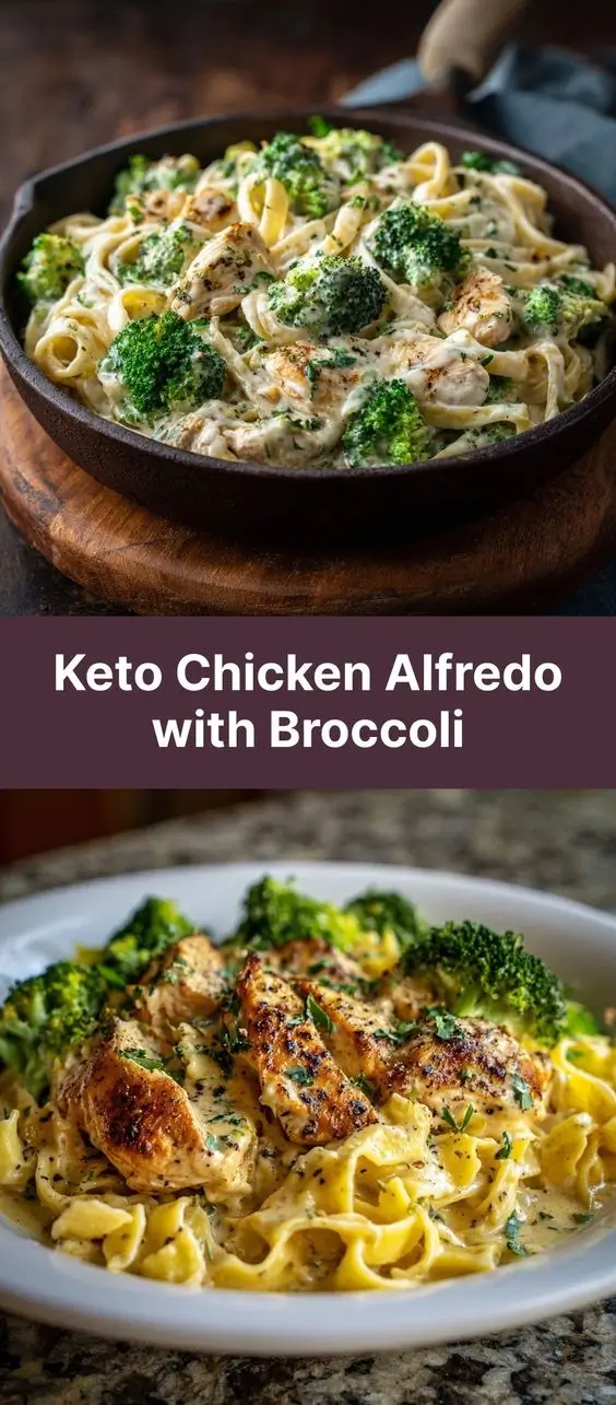 Keto Chicken Alfredo with Broccoli