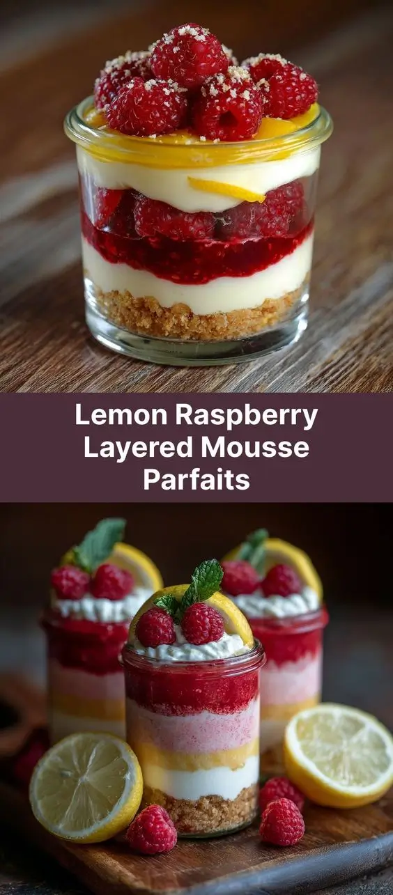 Lemon Raspberry Layered Mousse Parfaits