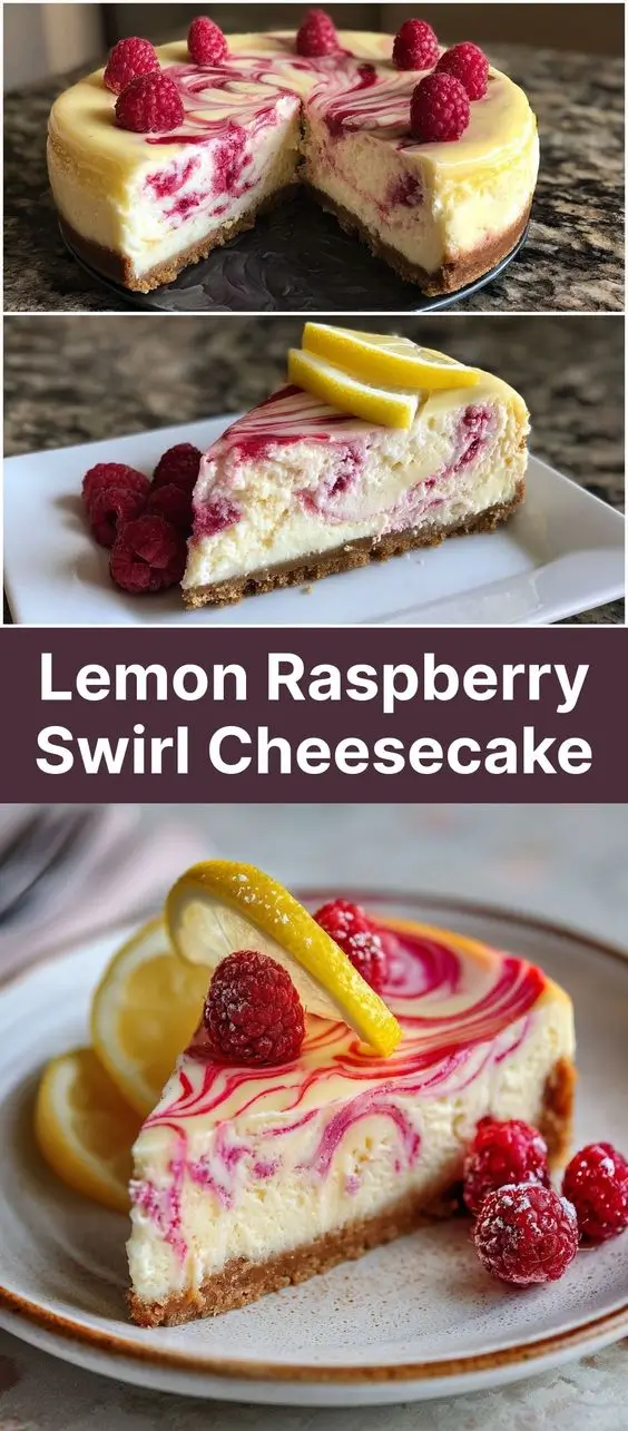Lemon Raspberry Swirl Cheesecake